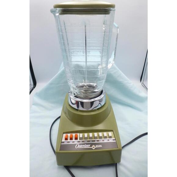 Other - Vintage Osterizer Imperial Blender 10-Speed Olive Green Glass Jar Retro Kitchen